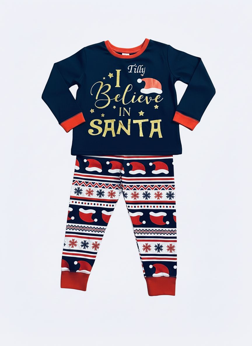 Personalised I believe in Santa pyjamas