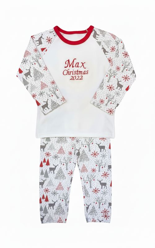 Personalised Grey Matching Christmas Pyjamas
