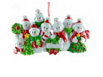 Snow family of seven ornament