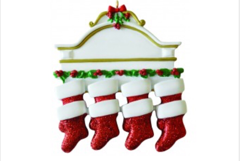 Family of Nine Stocking Mantel Ornament