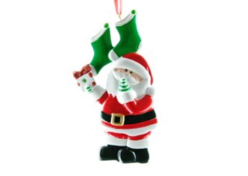 Santa Stocking Family of two Christmas tree ornament