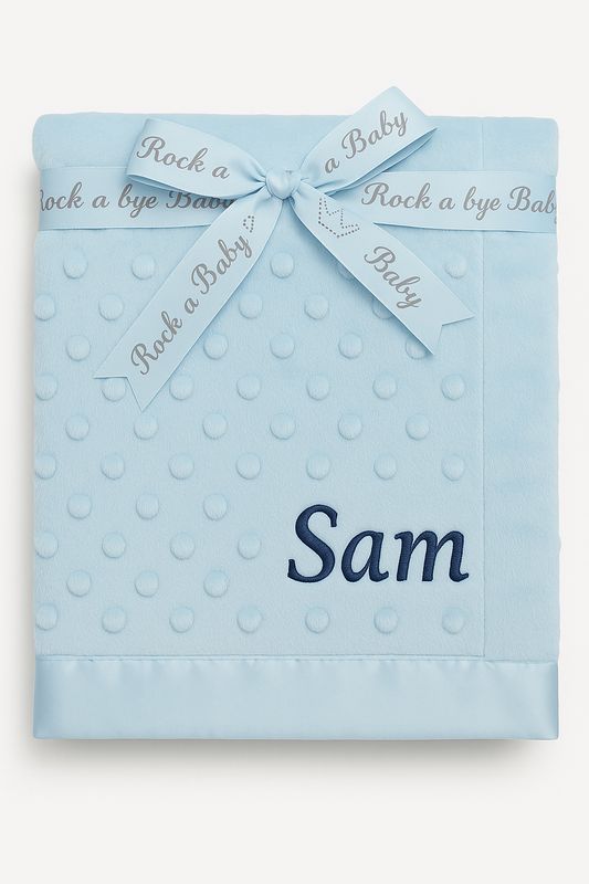 Blue satin edge dimple blanket
