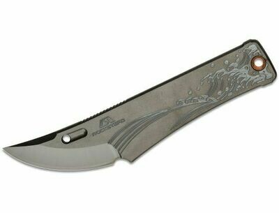 Rockstead CHOU-E Japanese Neck Knife 1.875&quot; YXR7 DLC Polished Blade, &quot;The Great Wave off Kanagawa&quot; Etching, Kydex Sheath (PRE ORDER)