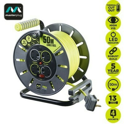 Masterplug 50M Pro-XT Open Reel Portable Extension Cable OLU50134SL-PX