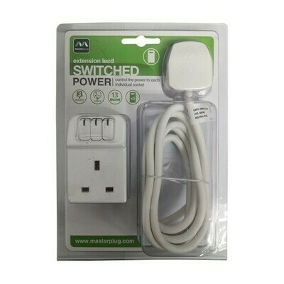Masterplug 3 Gang 13amp Individual Switched Power Extension Lead 2m (SWG32C-MPA)