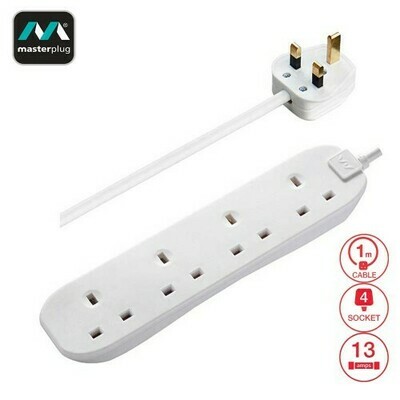 MasterPlug Basic 4 Gang 1 Meter Extension Leads (BFG1N-MP)