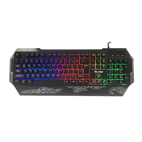 TCSTAR Rainbow Illumination Metal Plated Gaming Keyboard (K8166)