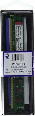 Kingston KVR16N11/8 8 GB 1600 MHz DDR3 Non-ECC CL11 240-Pin DIMM Value RAM Memory Module, 1.5 V