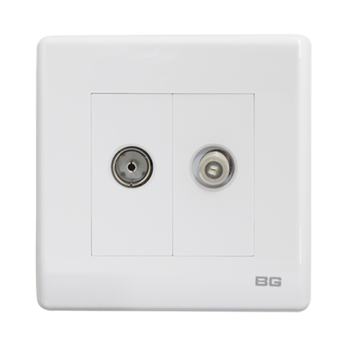 British General 2-Gang Coaxial and Satelite Socket PCWH65-01