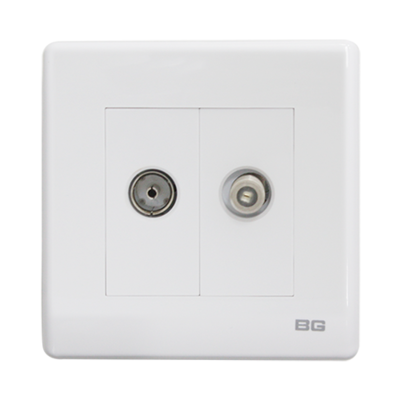 British General 2-Gang Coaxial and Satelite Socket PCWH65-01