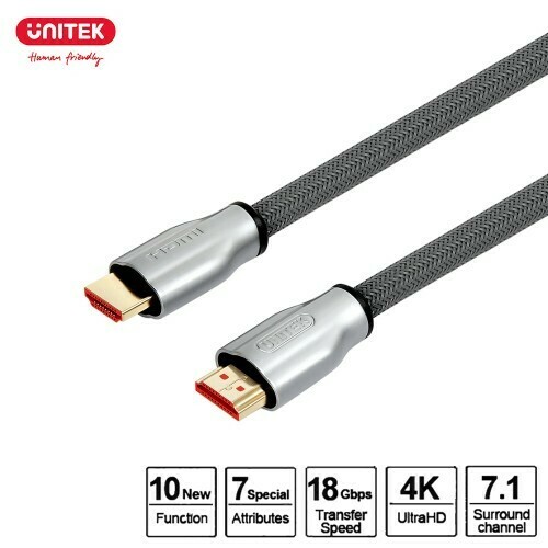 Unitek HDMI 2.0 Cable Premium High Speed Male to Male with 18Gbps 3D 4K Ethernet Gold Plated Multi Layer Shielding Cable