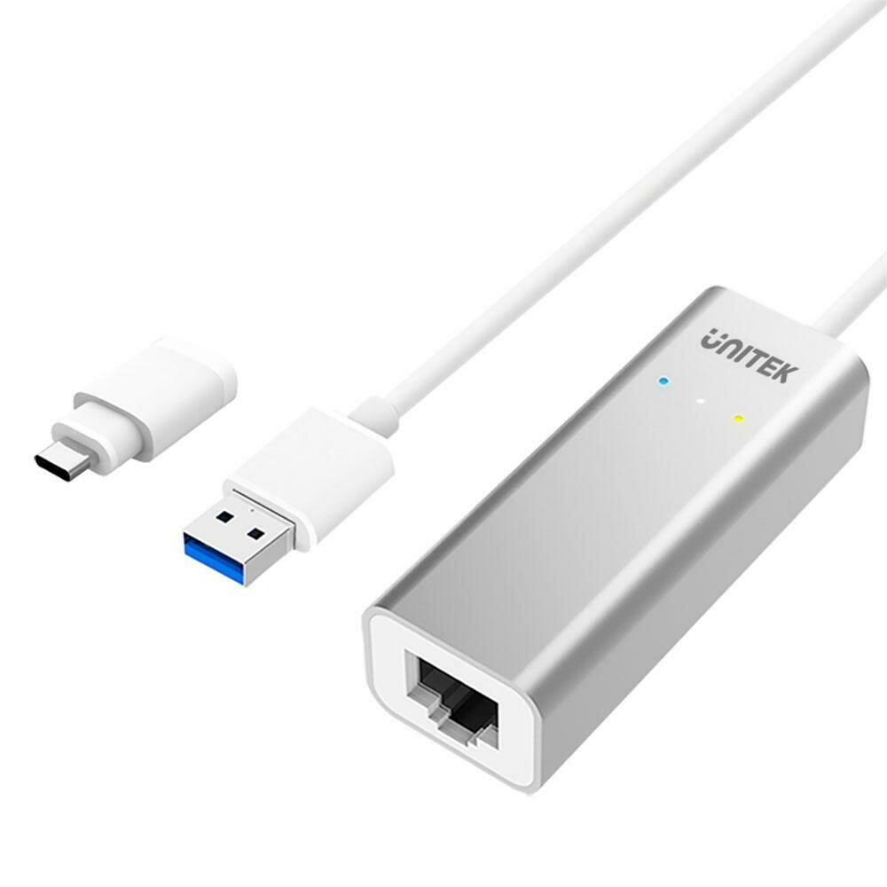 Unitek USB 3.0 Aluminium Gigabit Ethernet Converter With USB-C Adaptor Y-3464A