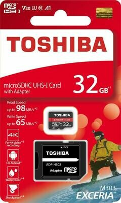 Toshiba Exceria M303 UHS-1 Class 10 (R98) W Adaptor 16GB THN-M303R0320A2