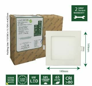 Luceco 9W LED  Eco Square Edgelit Luxpanel ELPS15W58S30-1A