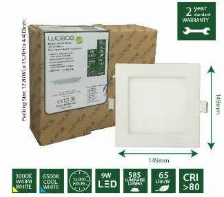 Luceco 9W Eco Square Edgelit Luxpanel ELPS15W58S65-1A