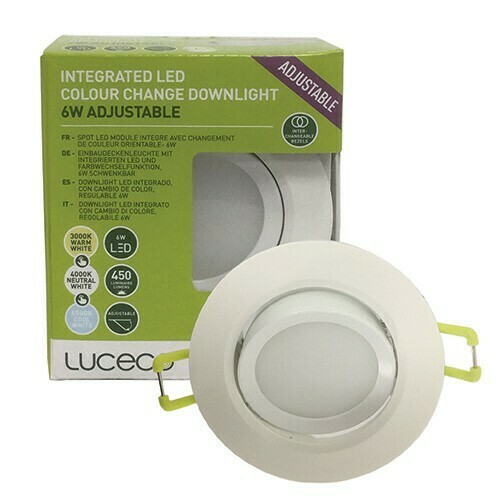 Luceco EDLA45CC-01 Integrated LED Colour Change Downlight 6W Adjustable