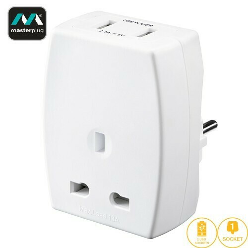 Masterplug USB (2.1mAh) Travel Adapter - EURO (TAUSBEUR2-MP)