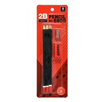 Unicorn 2B Pencil (8 Pcs Per Set - 6 Pcs Pencils, 1 Pc Eraser, 1 Pc Sharpener)