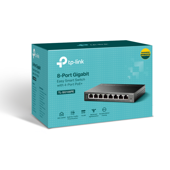 TP-Link TL-SG108PE 8-Port Gigabit Easy Smart Switch
with 4-Port PoE+