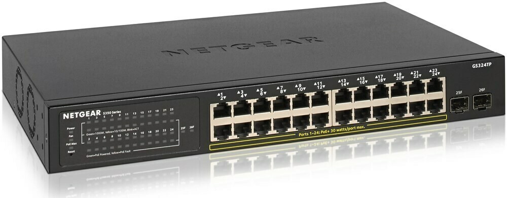 Netgear 26-Port Gigabit Ethernet Smart Managed Pro PoE Switch 
 GS324TP-100EUS