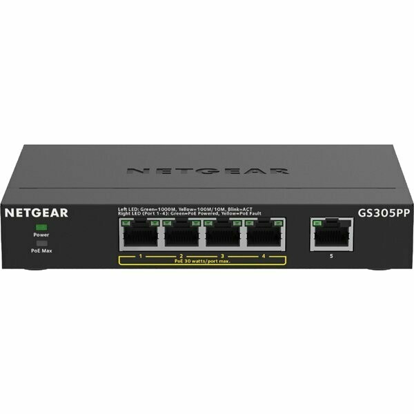Netgear 5-Port Gigabit Ethernet Unmanaged PoE+ Switc GS305PP-100UKS