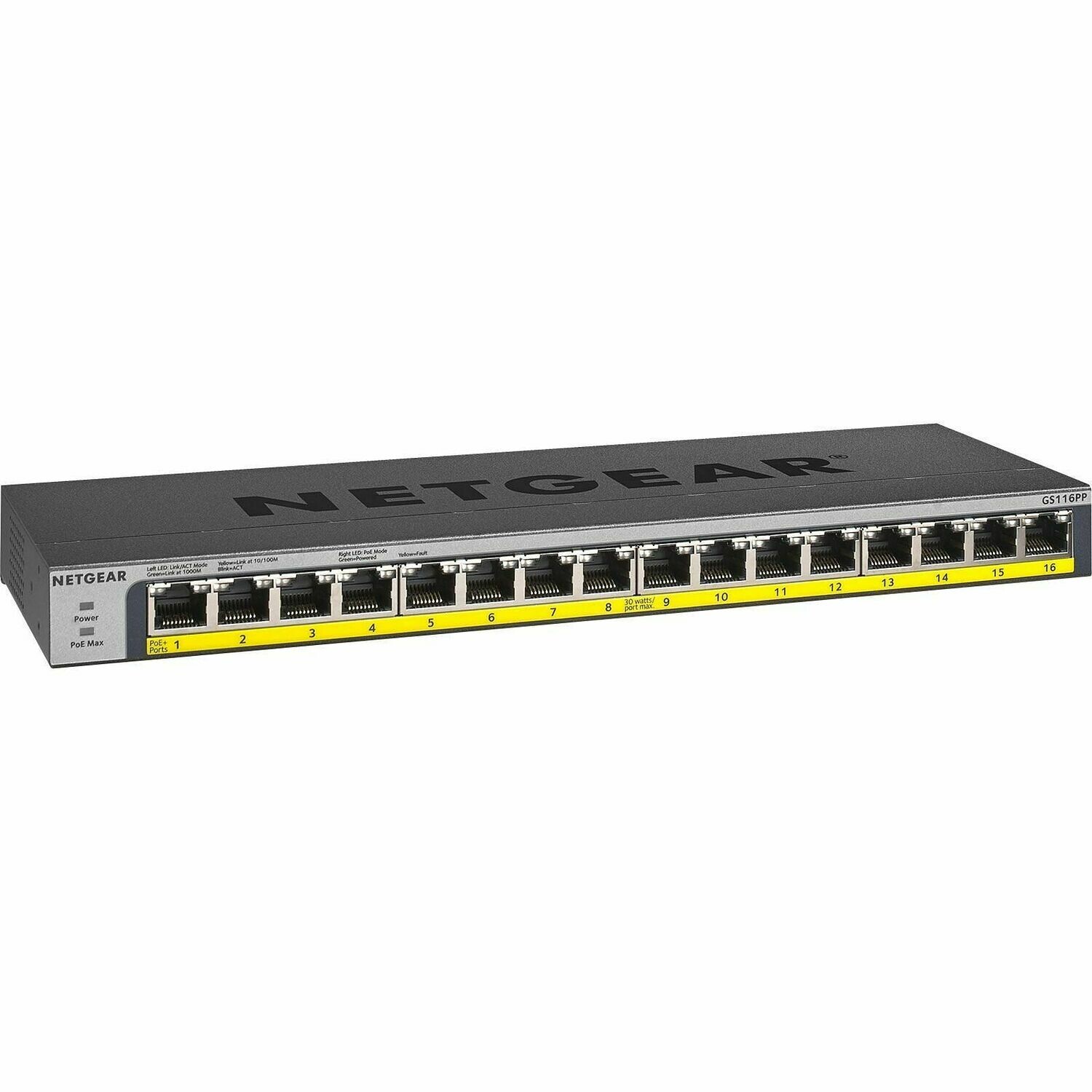 Netgear 16-Port Gigabit Ethernet Unmanaged PoE Switch GS116PP-100EUS