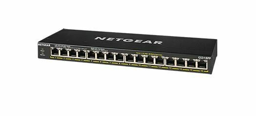Netgear 16-Port Gigabit Ethernet Unmanaged High-Power PoE+ Switch with 183W PoE Budget GS316PP-100UKS