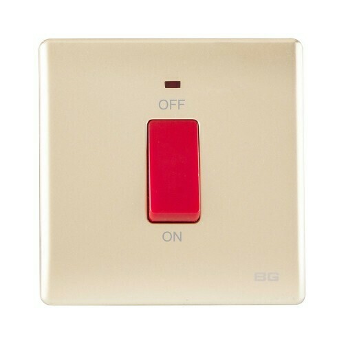 British General Neo Slimline 45A Standard Rocker Switch 1 Gang Double Pole With LED Power Indicator, Color: Champagne