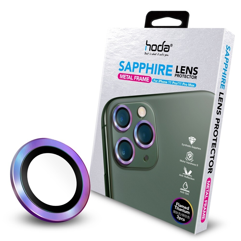 HODA Sapphire Lens Protector for Apple iPhone 11 Pro/Pro Max 3 (3 Lens), Color: Flaimed Titanium