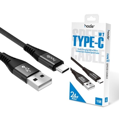 Hoda [USBA To USBC] W1 2.4A Quick Charging Braided Speed Cable (1m)
