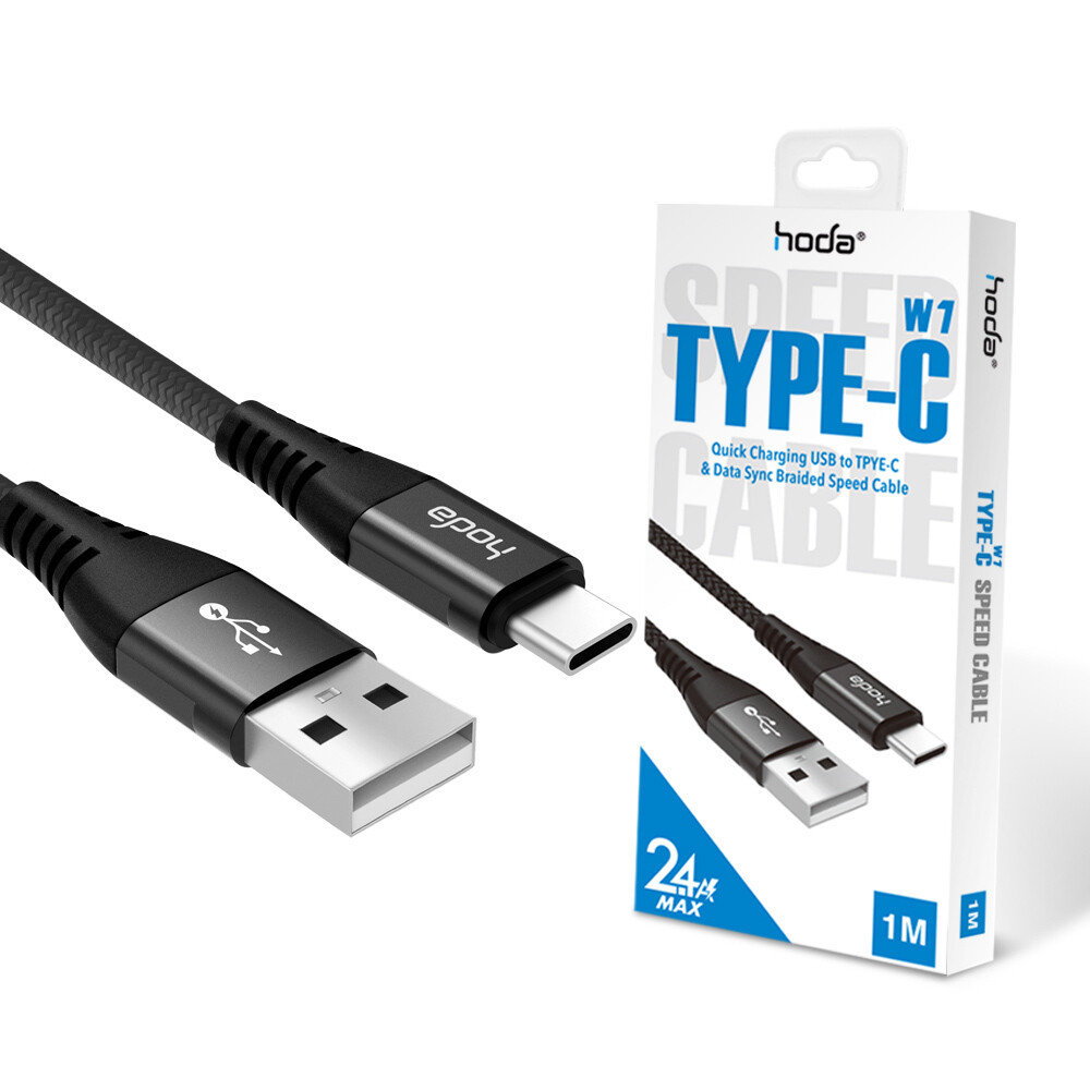Hoda W1 2.4A Quick Charging Braided Speed Cable (1m)  [USBA To USBC]