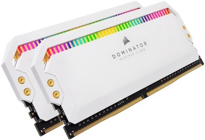 CORSAIR DOMINATOR® PLATINUM RGB 16GB (2 x 8GB) DDR4 DRAM 3600MHz C18 Memory Kit — White CMT16GX4M2C3600C18W
