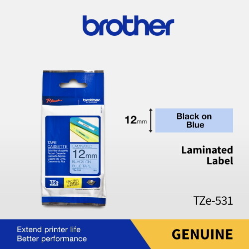 Brother TZe-531 Black on Blue 12mm 0.47 Laminated