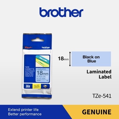 Brother TZe-541 Black on Blue 18mm 0.7″Laminated