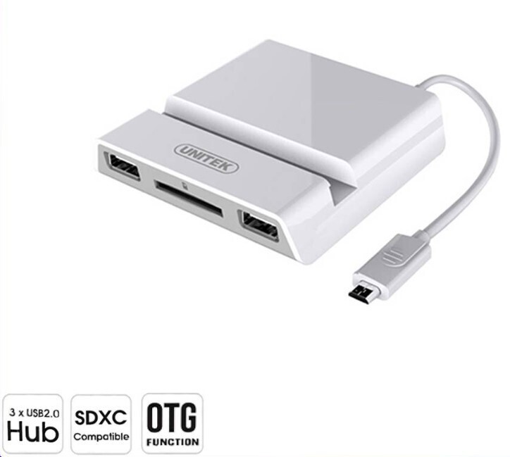 UNITEK 3-PORT USB2.0 HUB + OTG + SD CARD READER FOR SMARTPHONE/TABLET (Y-2165B)