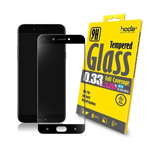 Hoda Full Coverage Tempered Glass for Oppo A77, Color: Black