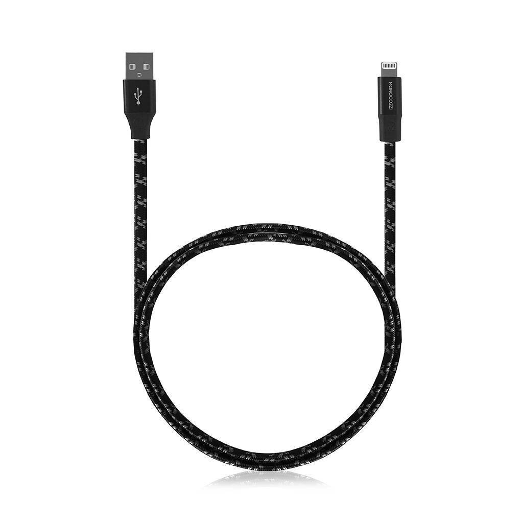Monocozzi USBA To Lightning Monocozzi Motif Braided Cable Flat (1m), Color: Black
