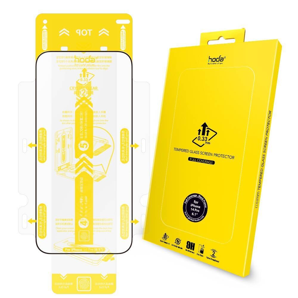 HODA 0.33mm Full Coverage Tempered Glass Screen Protector For IPhone 14 Pro - Clear