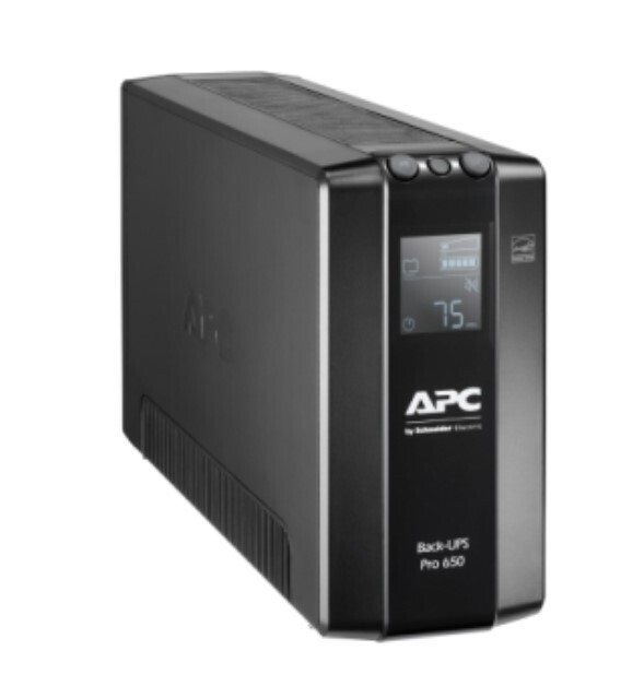 APC Back-UPS Pro, 650VA/390W, Tower, 230V, 6x IEC C13 outlets, AVR, LCD, User Replaceable Battery BR650MI