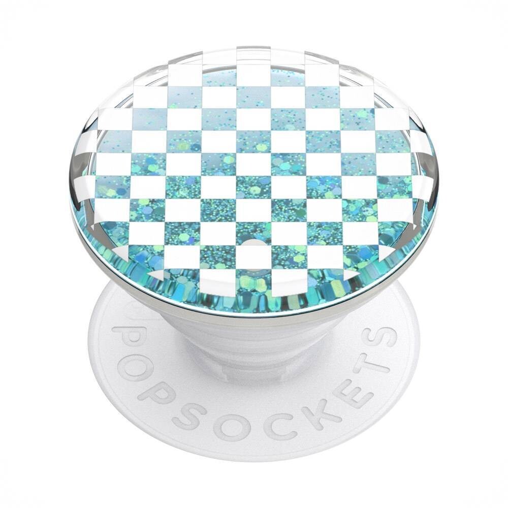PopSockets PopGrip Swappable Luxe- Tidepool Checker White