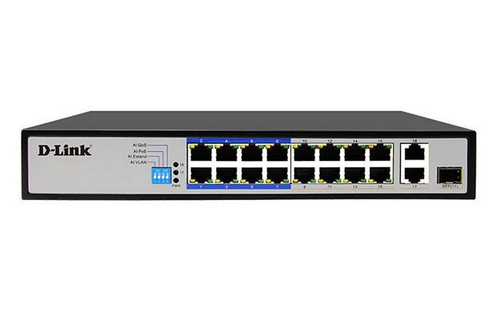 D-Link DES-F1018P-E 16 100Mbps 250m PoE + 1 Gigabit and 1 Combo Uplink 250m Poe Switch