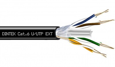 Dintek PowerMAX 4P Cat.6 U/UTP 23AWG PE Gel Filled Cable 305M - Black 1101-04059