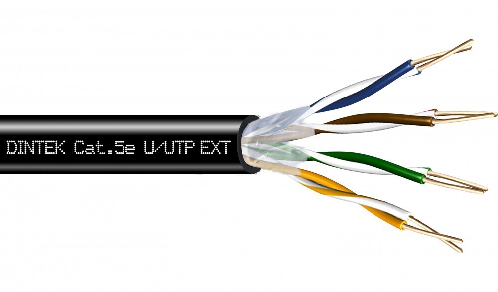 Dintek PowerPRO 4P Cat.5e U/UTP 24AWG PE Gel Filled Cable 305M - Black 1101-03039