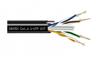 Dintek PowerMAX 4P Cat.6 U/UTP 23AWG PE Aerial Cable 305M - Black 1101-04057