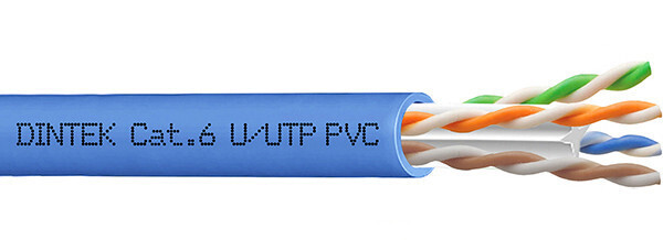 Dintek PowerMAX 4P Cat.6 U/UTP 24AWG PVC Cable 305M - Blue 1101-04305