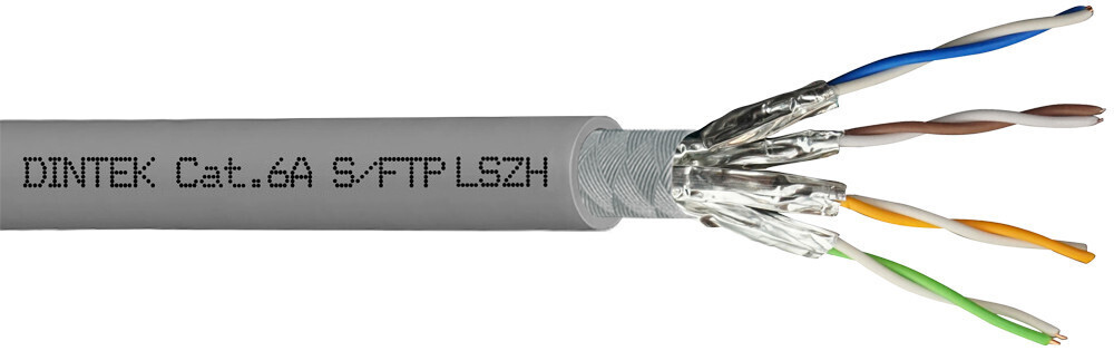 Dintek  PowerMAX+ 4P Cat.6A S/FTP 23AWG LSZH Cable 305M - Gray 1105-06028