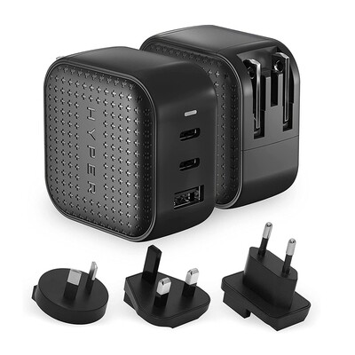 Hyper Juice GaN 66W USB-C Charger — 3-Ports USB-C With PD3.0 USB-A QC3.0. Comes With Foldable Plug
