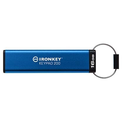 Kingston IronKey Keypad 200 Hardware-Encrypted USB Flash Drive (Type-A /Type-C), Capacity: IKKP200/16GB  (Type A)