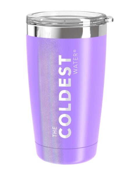 The Coldest Water Tumbler 20oz (591ml) With Sliding Lid, Color: Saturn Purple Glitter (CT20SPG)