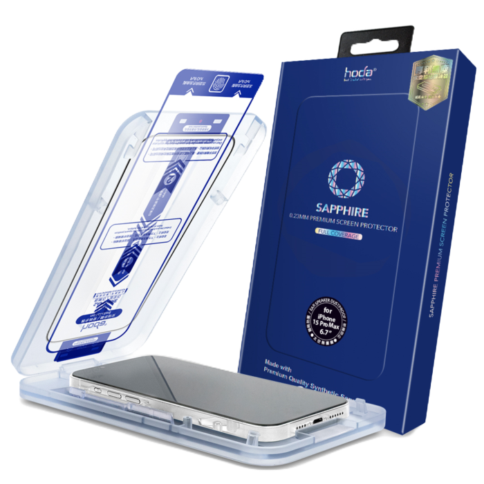 Hoda iPhone 15 Series Sapphire Screen Protector - With Dust-Free Helper
